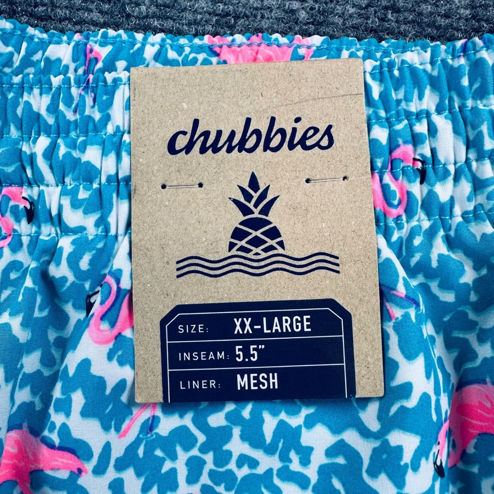 Chubbies Mens 2XL 5.5" Mesh Lined Domingos Are For Flamingos Swim Trunks Blue - Picture 7 of 14